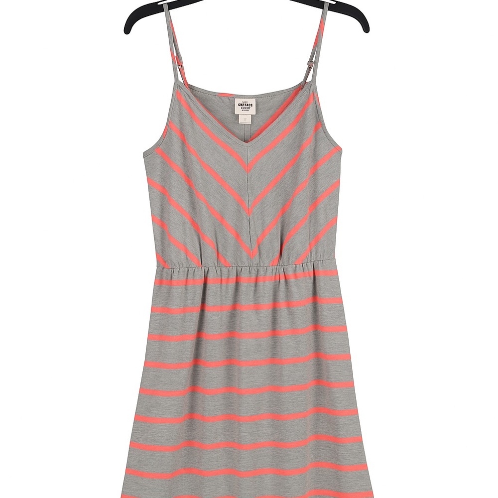 Mossimo Supply Co. Gray and Coral Striped Mini Dress